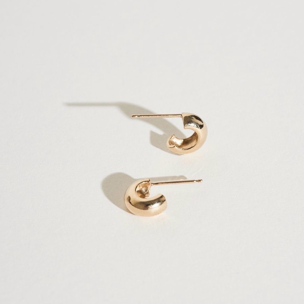 J. Hannah Form Hoops I | Classic Gold Hoop Stud Earrings